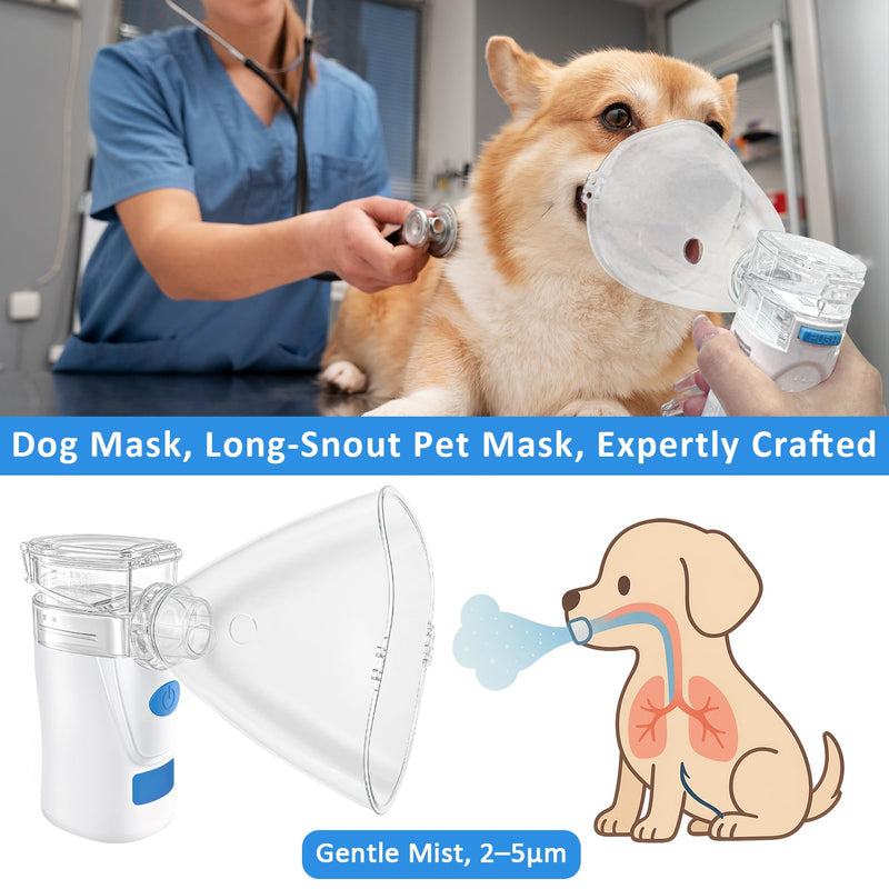 [Australia - AusPower] - Nebulizer for Dogs Handheld Dog Nebulizer – Portable Pet Device with Dog Mask, USB Rechargeable, Quiet Operation 