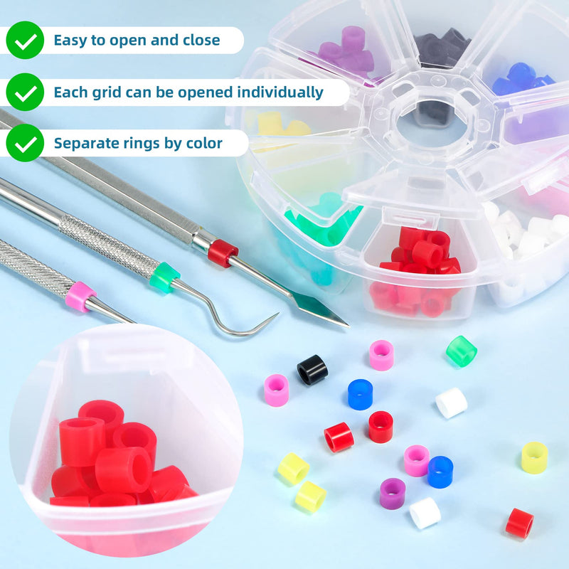 [Australia - AusPower] - Annhua 140 Pcs Dental Code Rings Instrument Silicone Color Code Rings with Separated Box, Dental Instrument Labels Rings Multiple 8 Colours for Different Dental Tools Instrument 140pcs 