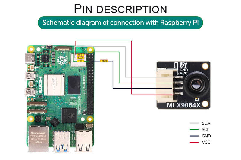 [Australia - AusPower] - Thermal Camera MLX90640-D55 IR Array Thermal Imaging Camera,I2C Interface 32 * 24 Pixel Infrared Array,55 Degree Field of View 