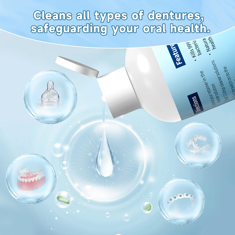[Australia - AusPower] - Ultrasonic Retainer Cleaner Solution for Sonic Denture Cleaner-Professional Cleaning of Retainers, Invisible Aligners, Mouth Guards, Night Guards, Remove Odors, Discoloration & Stains 8.5oz 250ml 