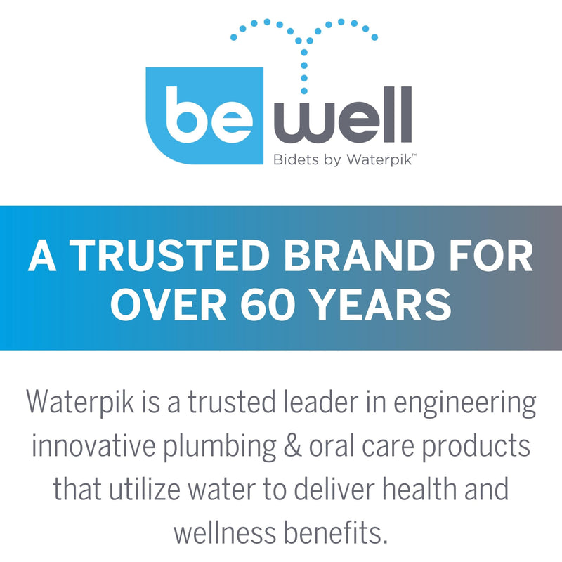 Waterpik BeWell Bidet Attachment BDT-001 Non-Electric Water Spray Angle and Adjustable Pressure, Self-Cleaning, Easy DIY Installation Toilet Seat Sprayer, BDT-001 White