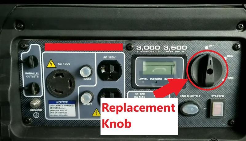 [Australia - AusPower] - Senac Replacement Run/Choke Knob Switch for Predator 3500w Super Quiet Inverter Generator for Harbor Freight Generators, Black 