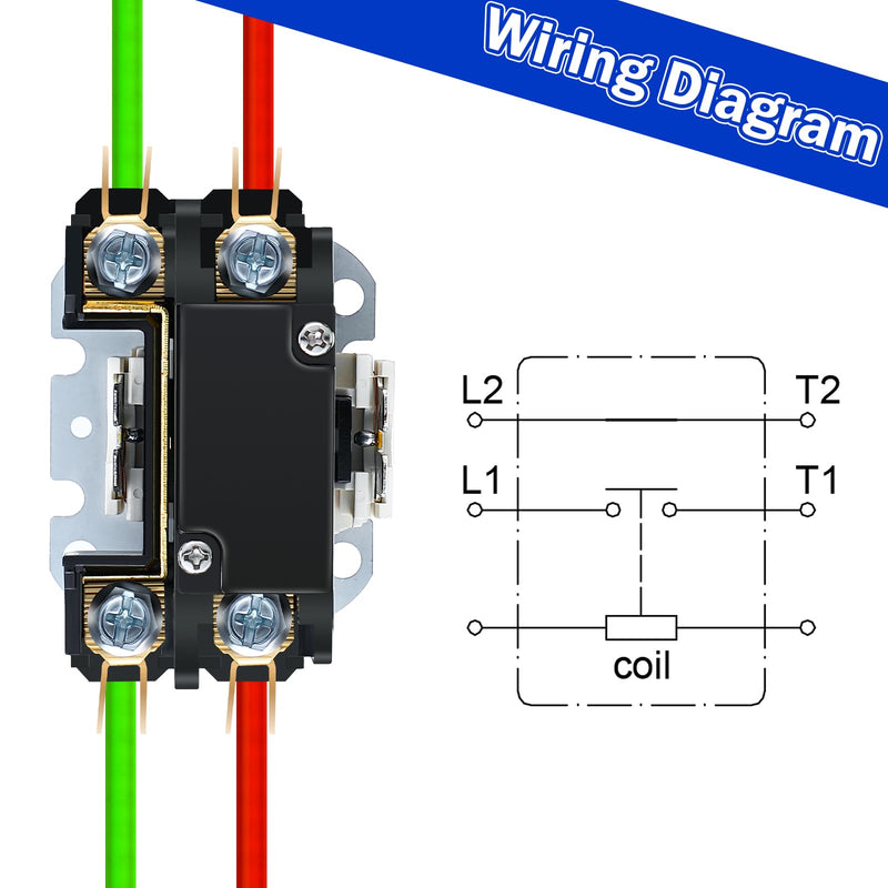 Dreyoo 2 Pack Carrier HVAC Motor Contactor, 24V 25 Amp Coil 1 Pole Replacement Relays Compatible with C230B, Air Conditioner, Heat Pump, Refrigeration Systems