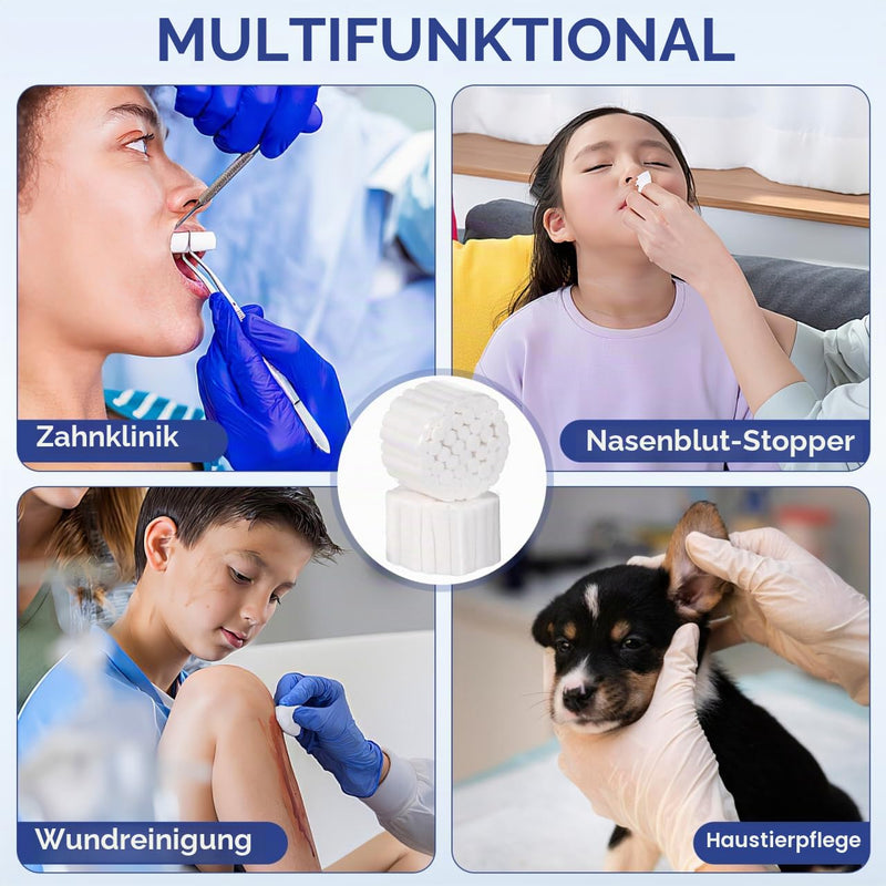 Gadpiparty Pack of 250 Highly Absorbent Dental Cotton Rolls Dentist Cotton Roll Hemostatic Cotton Swabs for Oral Care Nosebleed Stopper Lightweight Flexible Mouthwash Roll