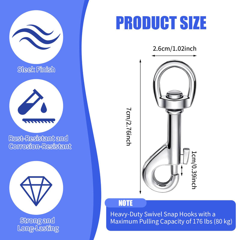 [Australia - AusPower] - 32 pcs Swivel Snap Hooks for Dog Leash 2.76 Inch Heavy Duty Flag Hooks Clasp for Linking Pet Leash Multipurpose Single Ended Clip Hooks for Keychain, Camera Strap 
