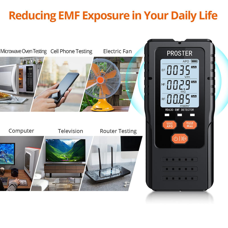 [Australia - AusPower] - Proster EMF Meter, 3in1 Digital Electromagnetic Field Radiation Detector for EF RF MF,5G Cell Tower, WiFi Signal Detector, for Home&Office EMF Inspections, and Ghost Hunting 