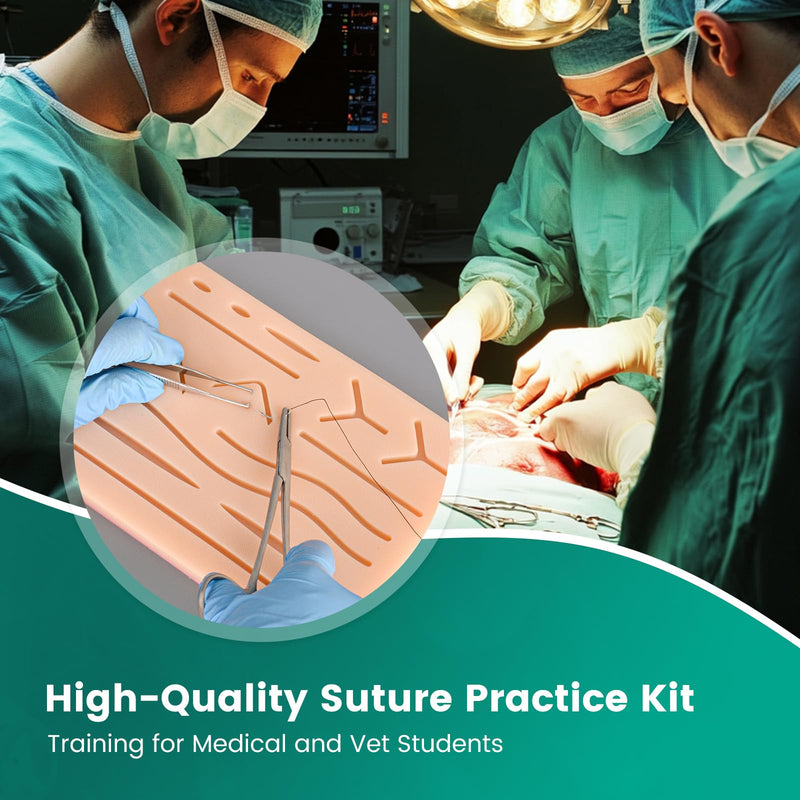 [Australia - AusPower] - Ultrassist Suture Refill Kit for Medical and Vet Students, Large Silicone Stitch Pad with Pre-Cut Wounds & Various Sutures, Ideal Practice Suture Training Kit (Education Use Only) 