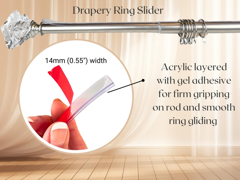 26 ft Clear Drapery Ring Slider Effortlessly Prevents Shower and Curtain Rings from Snagging, Ensuring a Smooth, Silent Slide. Curtain Rod Slider- Curtain Ring Slide (26 feet) 26 feet