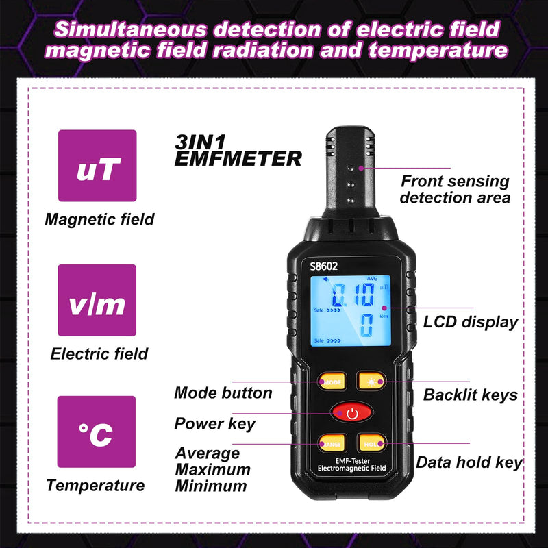 [Australia - AusPower] - Dunzy 5 Pcs Ghost Hunting Equipment Kit Ghost Hunting Box with 1 Emf Meter 2 LED Balls and 1 Digital Voice Recorder Paranormal Equipment Emf Meter Detector for Home Outdoor 
