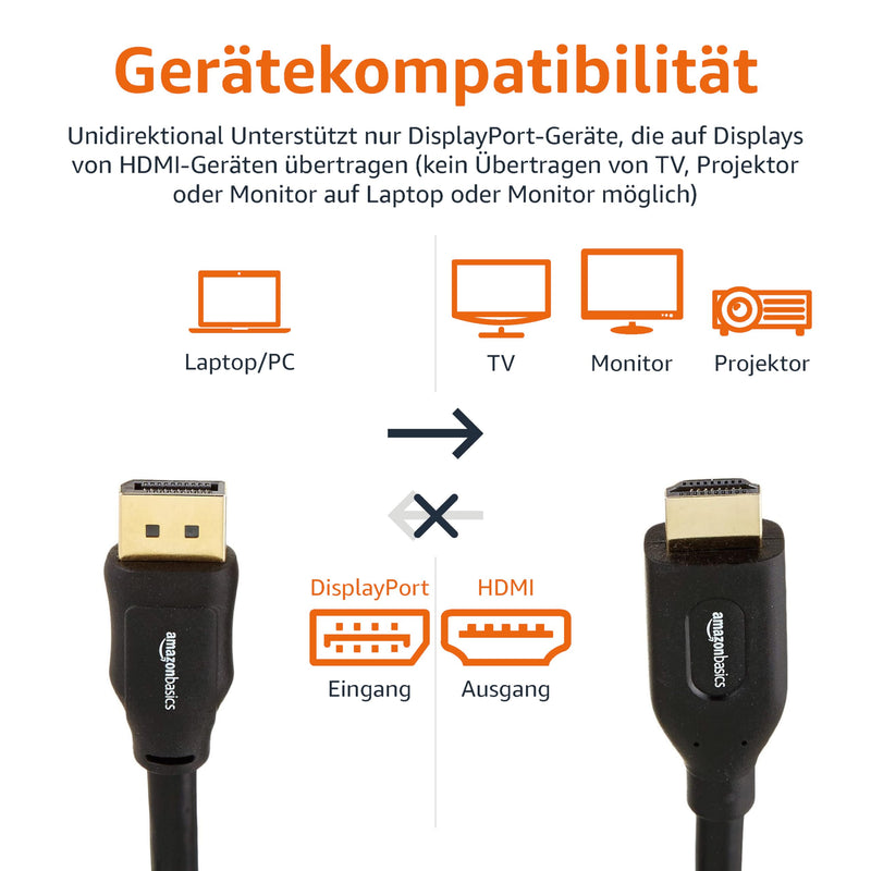 AmazonBasics connection cable, DisplayPort to HDMI, 1.8 m