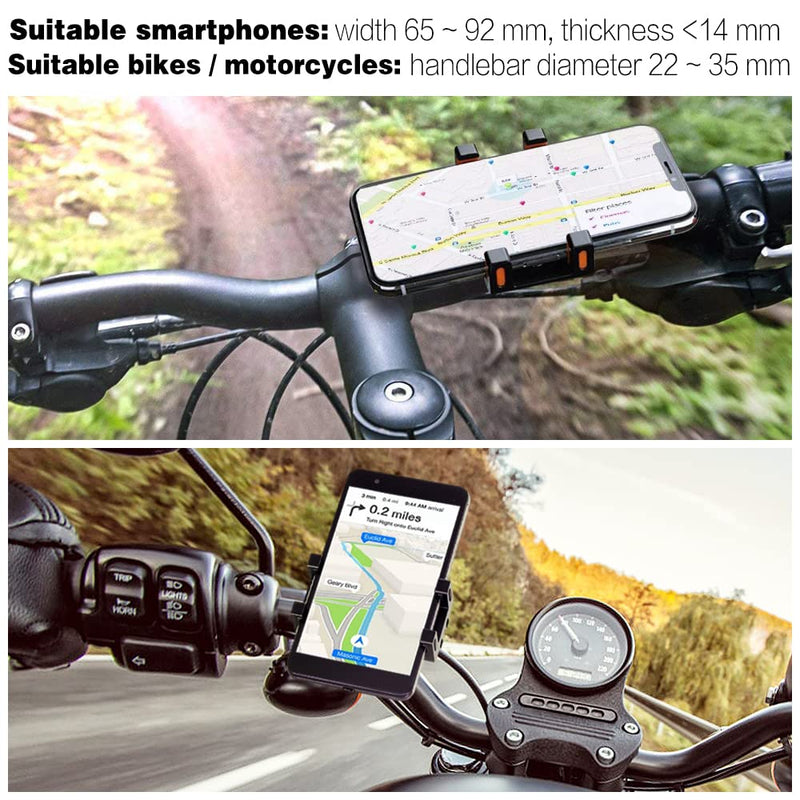 [Australia - AusPower] - Tiakia Bike Phone Mount - Universal Motorcycle Mount Anti Shake & Anti-Theft, Face & Touch ID Bicycle Phone Holder 360° Rotation for 4.5-7 inches Smartphone black 