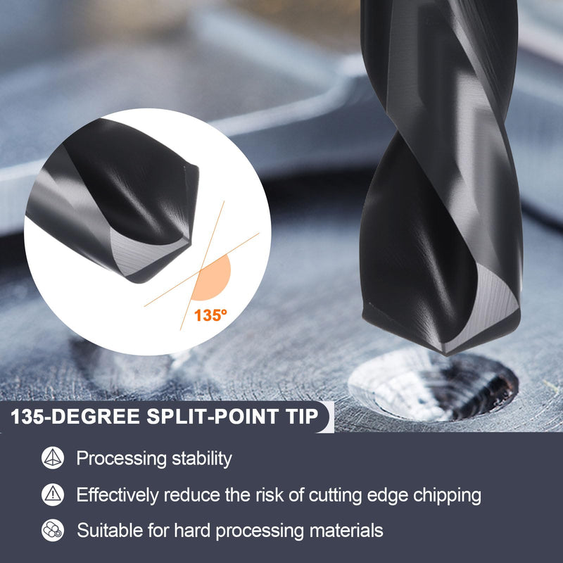 uxcell 33mm Drill Bit 1/2" Reduced Shank M2 High-Speed Steel Nitriding Black 135° Bits for Hard Metal Stainless Steel Professional Round