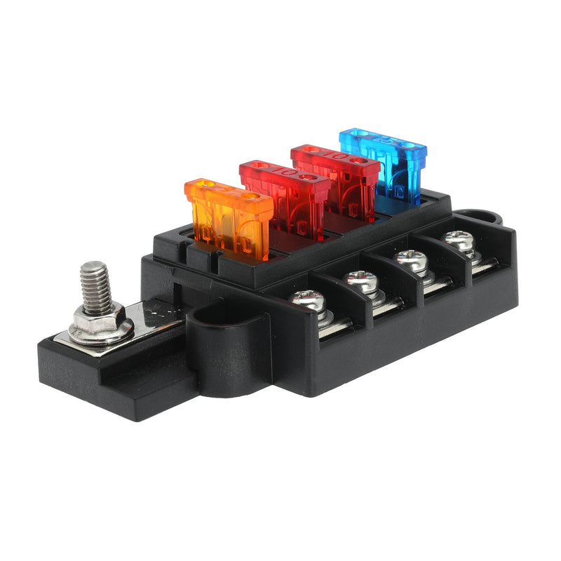 [Australia - AusPower] - 4 Circuit Fuse Block for ST Blade #5045 with Cover for Marine 
