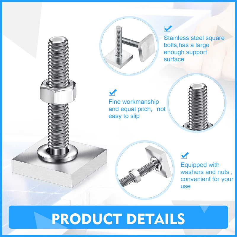 [Australia - AusPower] - 12 Pcs T Slot Bolts M6 35 mm Square Head T Bolts for Roof Rack Stainless Steel Roof Rack Accessories Heavy Duty T Track Bolts with Nuts Washer Barrels Kit for Kayak Ski Bike Rail Carrier 