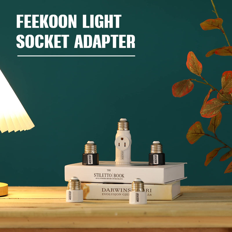 [Australia - AusPower] - E26/ E27 3 Prong Light Bulb Socket Adapter, Polarized Light Socket Outlet, Light Socket to Plug Adapter Socket Converter, Light Bulb Plug Adapter for Patio, Garage, Porch (2) 2 