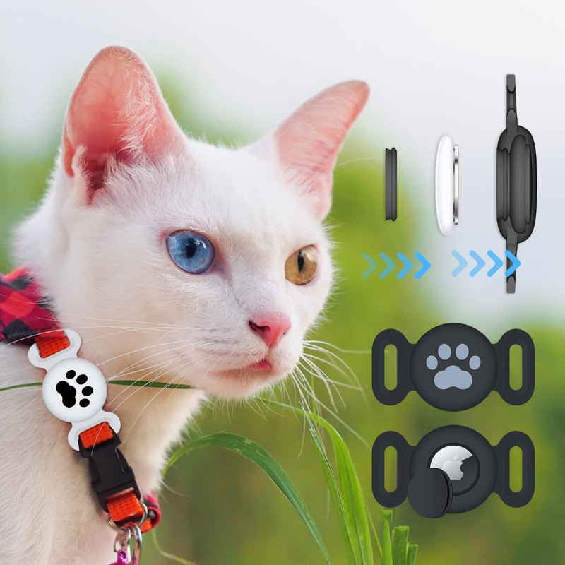 [Australia - AusPower] - Waterproof Airtag Dog Collar Holder (2 Pack), Protective Anti-Lost Airtag Case for GPS Dog Tracker, Silicone Airtag Cat Collar Dog Airtag Holder for Pets(Black/Black) Black/Black 