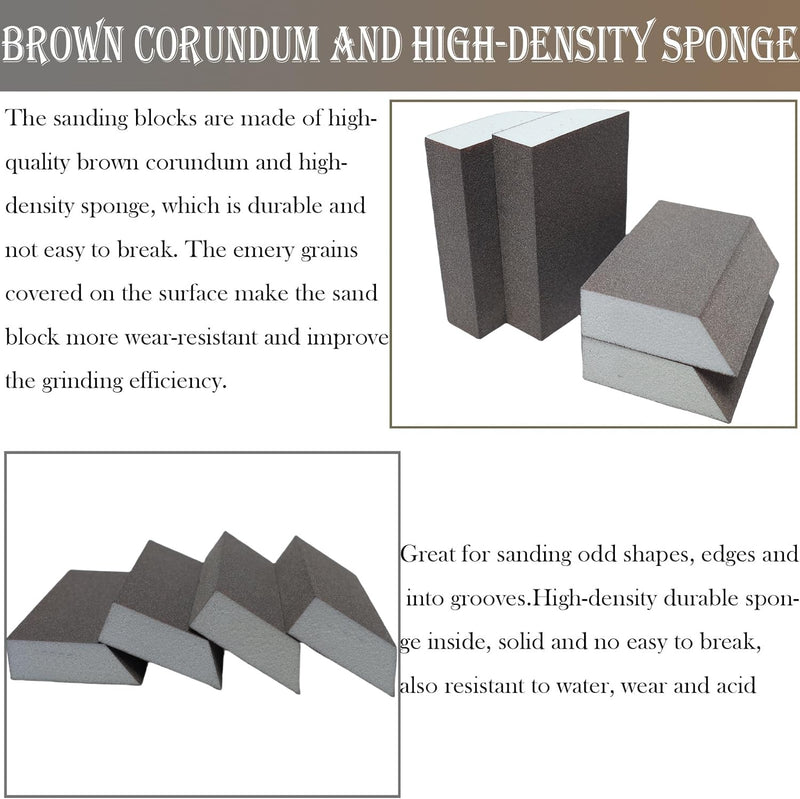[Australia - AusPower] - 4 Pack 320 Grit Single Angle Sanding Sponge, Washable and Reusable Sanderpaper Hand Sanding Blocks for Wood Drywall Metal Home Sanding 