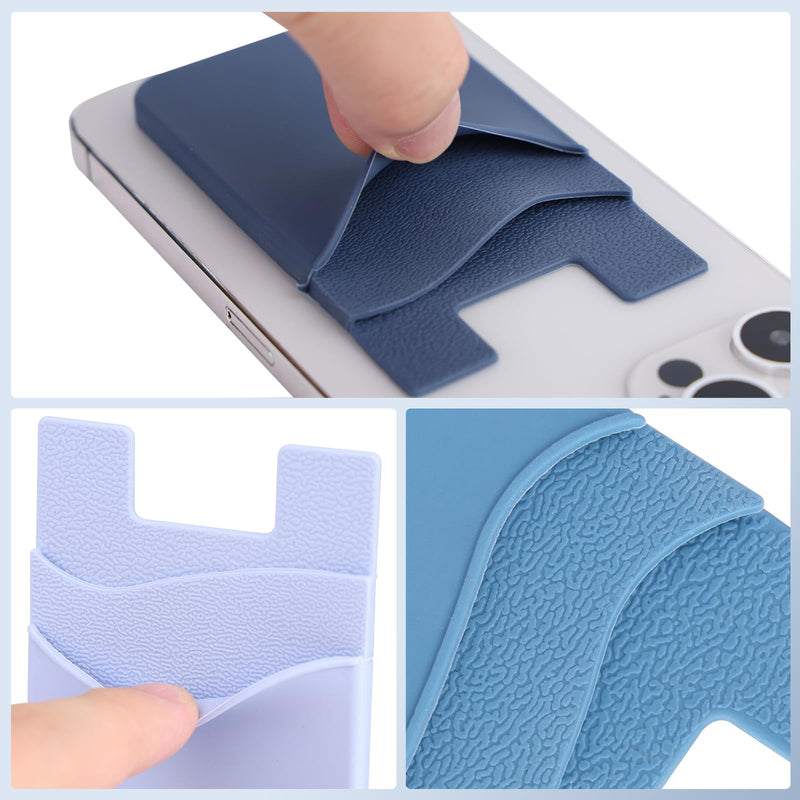 [Australia - AusPower] - Phone Wallet Stick on,5Pack Phone Card Holder for Back of Phone Case,Silicone Sticky Credit Card Holder for Cell Phone Double Pocket Sticker All Smartphones—Navy,Sierra,Pastel,Blue,Black Navy,Sierra,Pastel,Blue,Black 