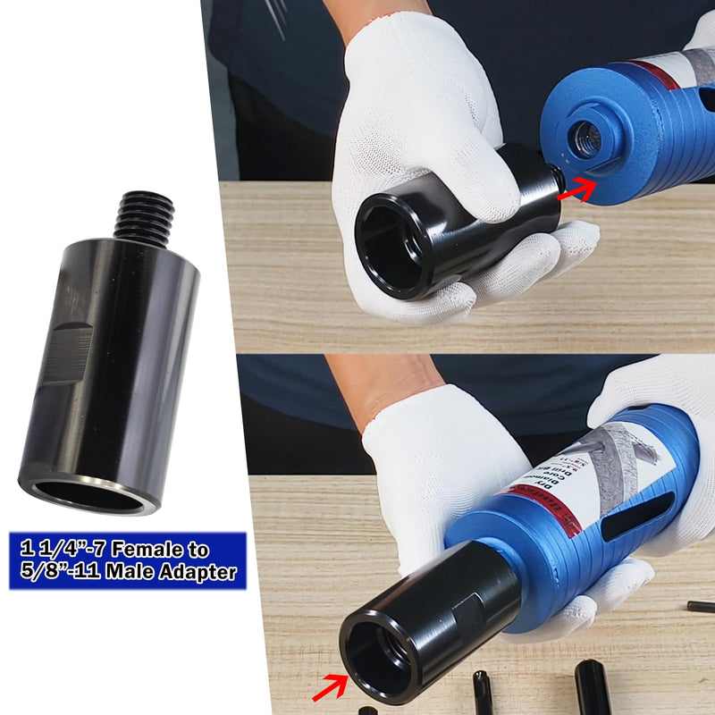 [Australia - AusPower] - 5/8"-11 Male Thread to 1/2" Hex Shank Core Drill Bit Adapter | Premium Hardened Steel Converter for Concrete Core Bit | Convenient Coring Drill | 5/8-11 (M) to 1/2" Arbor Adapter 5/8"-11 Male Thread 