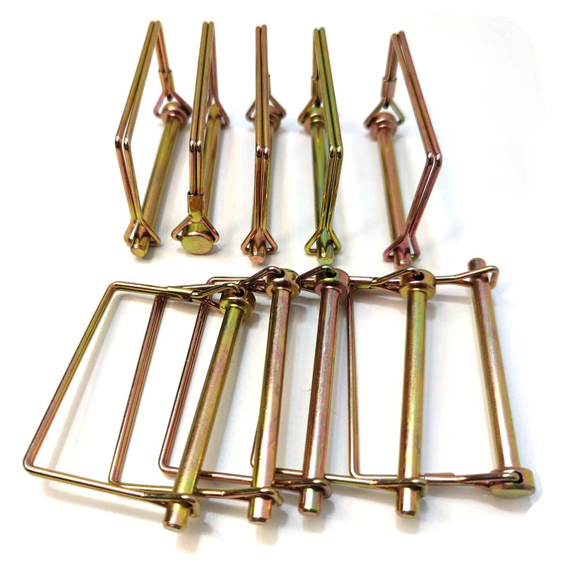[Australia - AusPower] - 10 Pieces 1/4 Inch Wire Lock Pin, Trailer Coupler Pin,Hitch pin,Heavy Duty Safety Coupler Pin Shaft Locking Pin for Farm Trailers Wagons Lawn Garden(Square, Gold) 