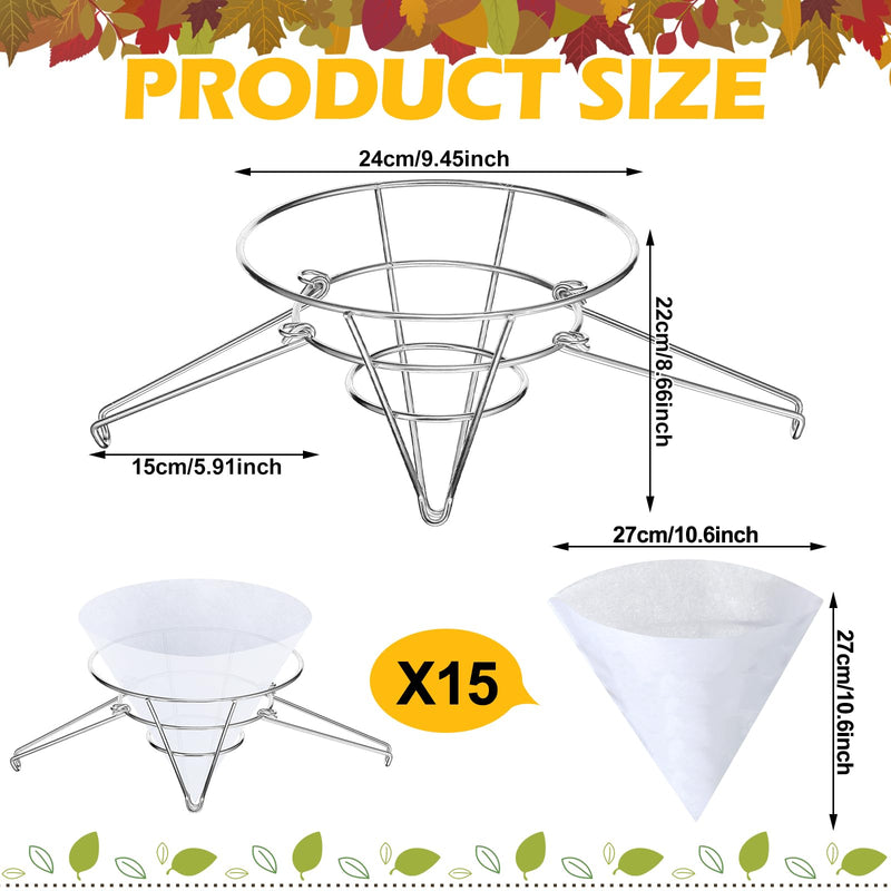 [Australia - AusPower] - Tandefio 16 Pcs Maple Syrup Filter Set 1 Maple Syrup Filter 15 Cloth Filter Cones Deep Fryer Oil Filter Stand Non Woven Filter Cone Cooking Oil Filter for Maple Syrup Making and Oil 