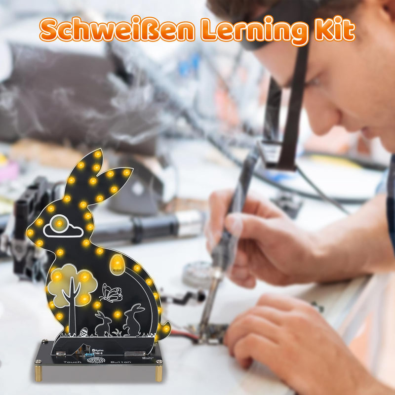 [Australia - AusPower] - ICrduioo Soldering Kit, Rabbit LED Light Soldering Exercise Kit, DIY Creative Electronic Kits, Teaching and Learning Training, DIY Soldering Project LED Lamps Kit with Touch Control, for Mint Fans 