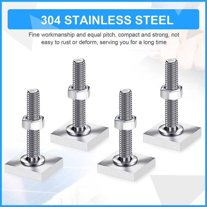 [Australia - AusPower] - 12 Pcs T Slot Bolts M6 35 mm Square Head T Bolts for Roof Rack Stainless Steel Roof Rack Accessories Heavy Duty T Track Bolts with Nuts Washer Barrels Kit for Kayak Ski Bike Rail Carrier 