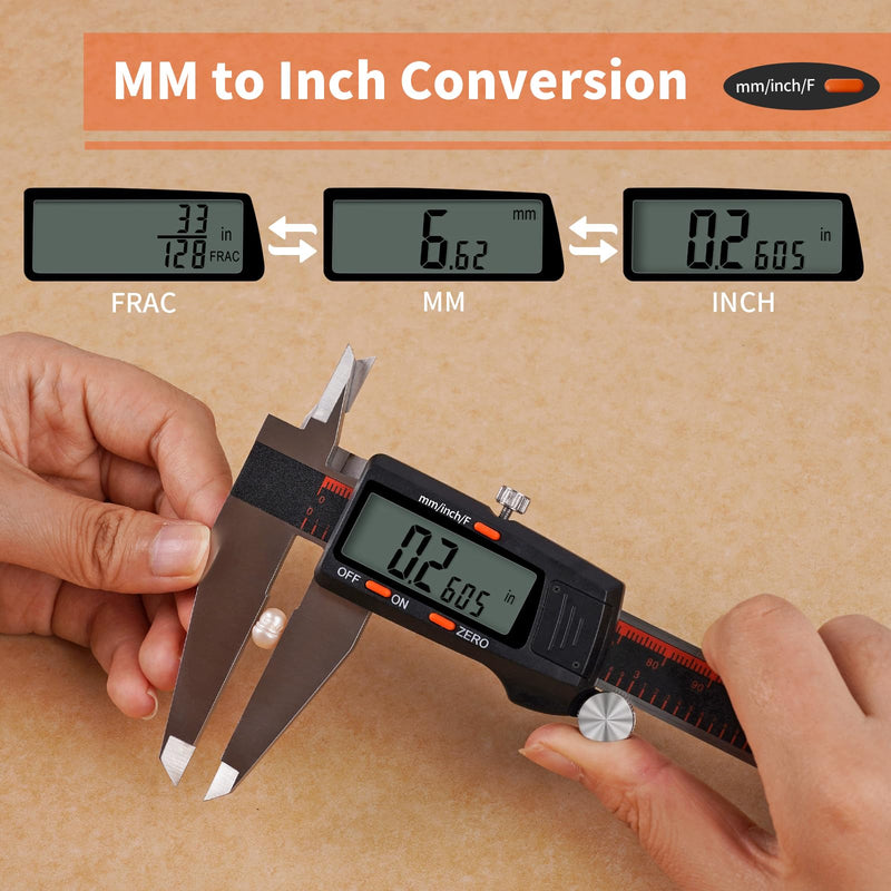 [Australia - AusPower] - Digital Caliper 12 Inch,HARDELL Caliper Measuring Tool with Large LCD Screen,Electronic Digital Vernier Caliper Auto-Off Feature,Inch/MM/Fraction,Digital Ruler for 3D Printing/Jewelers/Woodworkers 
