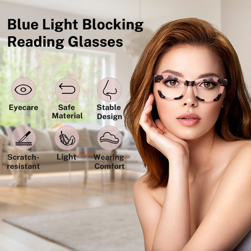 [Australia - AusPower] - 6 Pack Oprah Style Reading Glasses for Women Blue Light Blocking Computer Square Readers with Spring Hinge Men (A1 Mix, 1.5) A1 Mix 1.5 x 