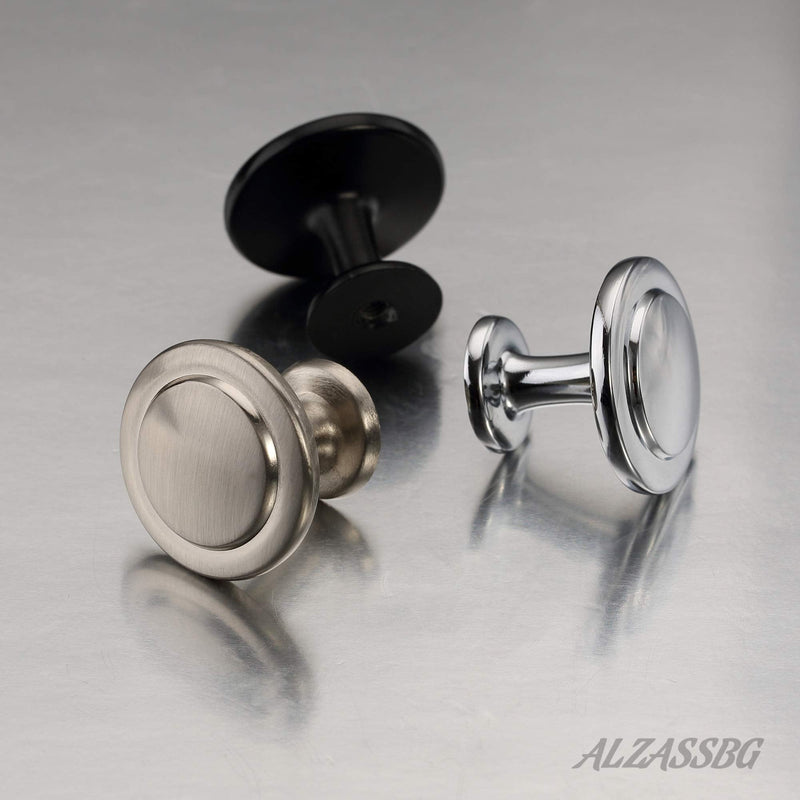 Alzassbg Polished Chrome Round Cabinet Knobs 10 Pack, AL6012CP | Single Hole Knob, 1-1/4 Inch Diameter, Decorative Hardware Pulls, for Cabinets and Drawers