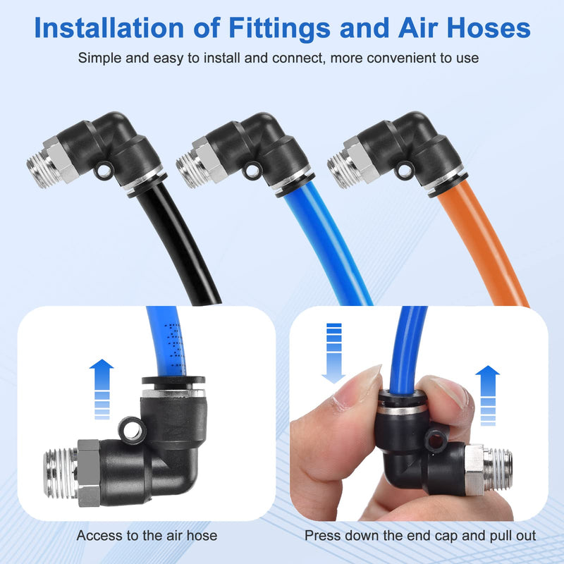 [Australia - AusPower] - 12 Pcs Push to Connect Fittings 1/4 Inch Tube OD x 1/8 Inch NPT Thread Pneumatic Male Straight and Elbow Quick Connect Air line fittings 1/4"OD x 1/8"NPT 