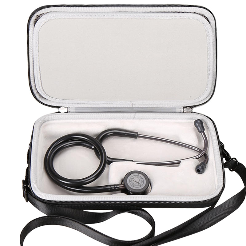 Mchoi Stethoscope Case with Grooved, Suitable for 3M Littmann Classic III Stethoscope, Extra Room for Medical Bandage, Scissors and LED Penlight, Black, Case Only