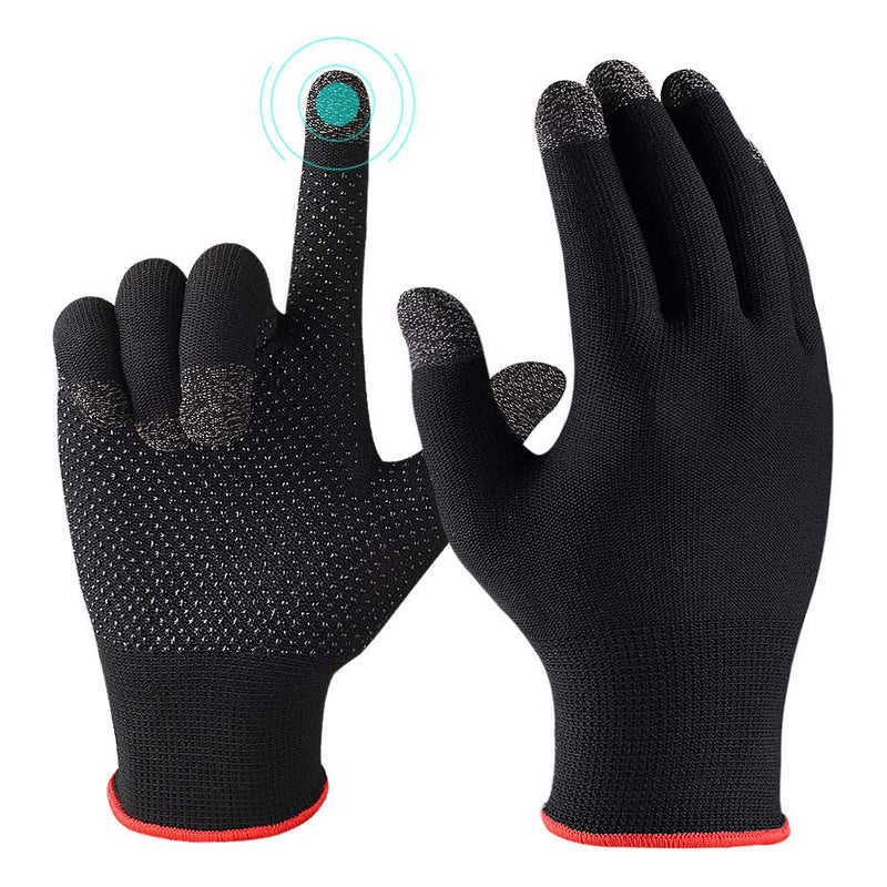 [Australia - AusPower] - Game Gloves, Anti-Sweat Breathable, Touch Finger Gaming Glove for Highly Sensitive Nano-Silver Fiber Material, Dot Silica Gel Palm Non-Slip Design, Support Almost All Mobile Gaming 