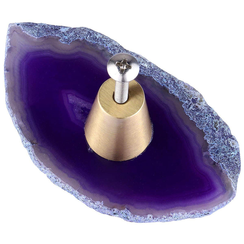 Rockcloud Pack of 4 Agate Slice Cabinet Drawer Knobs Cupboard Dresser Door Pull Home Decorative Furniture Hardware, Purple