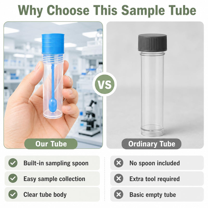 10 ampoules of 15 ml stool sample tubes, feces sample tubes, dog | With spoon, for removing dogs, cat waste for testing purposes
