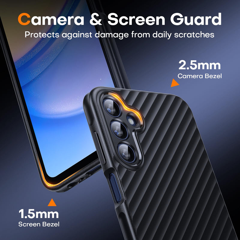 [Australia - AusPower] - TAURI 3 in 1 for Samsung Galaxy A15 5G Case Black, [15 FT Military Grade Protection] with 2X Screen Protector, [Non Slip Textured Back] Slim Shockproof Case for Galaxy A15 5G Case 6.5 Inch A-Black 