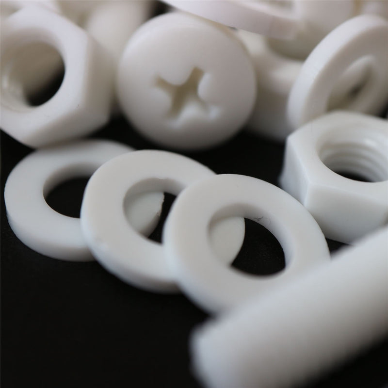 [Australia - AusPower] - 20 x White Pan Head Screws Polypropylene (PP) Plastic Nuts and Bolts, Washers, M6 x 20mm, 15/64 x 25/32 