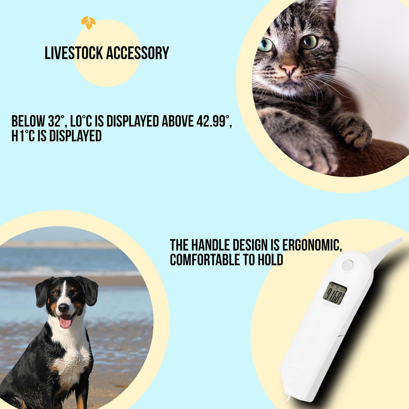 [Australia - AusPower] - Pet Thermometer, Fast Read Digital Veterinary Thermometer, Animal Temperature Monitor, Pet Temperature Tester for Dogs, Cats, Horse,Cattle, Pigs,Birds, Sheep 