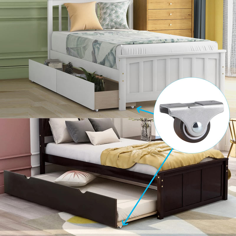 [Australia - AusPower] - Skelang 8-Pack Rigid Caster 1", Low Profile Caster Wheel, Top Plate Fixed Caster for Trundle Bed, Cabinet, Drawer, Total Load Capacity 212Lbs 