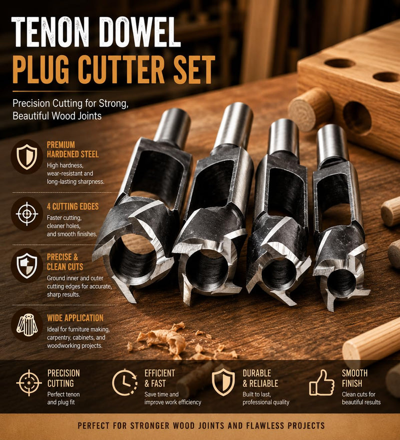 Wood Tenon Dowel Plug Cutter 1-7/8 Inch Tenon Cutter Plug Maker Woodworking Drill Bit 1-7/8"