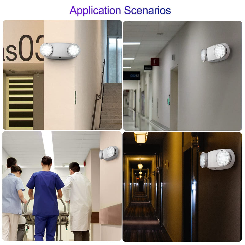 GZRUIYANG LED Emergency Lights with Battery Backup, Commercial Emergency Light Fixtures for Business Home Power Failure Emergency Exit Sign Lighting with 1.0 Meter Plug in Cord AC120V 1 Pack White with Plug