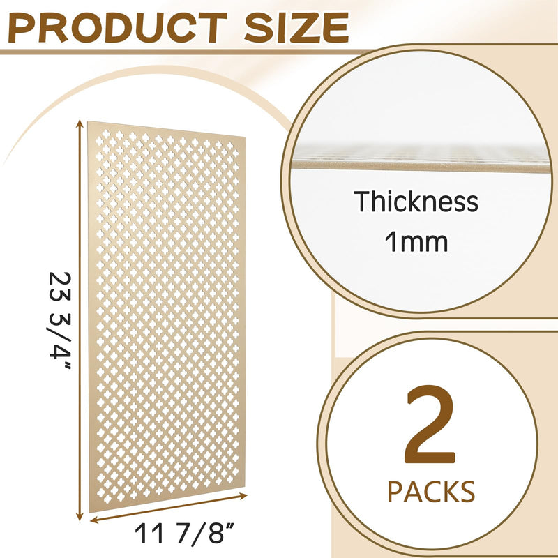 Therwen 2 Pcs Decorative Aluminum Sheet Metal Cloverleaf Sheet 24 x 12 Inch Perforated Metal Panels 0.04 Inch Thick Brass Mesh Decorative Panels for Indoor Outdoor 12 x 24 x 0.04 Inch Gold