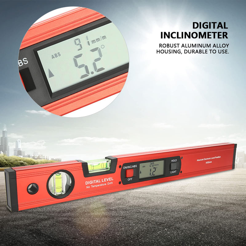 [Australia - AusPower] - Digital Level, Digital Aluminum Alloy Magnetic Angle Finder Level Slope Meter Digital Level With Slope Percentage Magnetic Level and Protractor 4 X 90 Gegree Inclinometer 