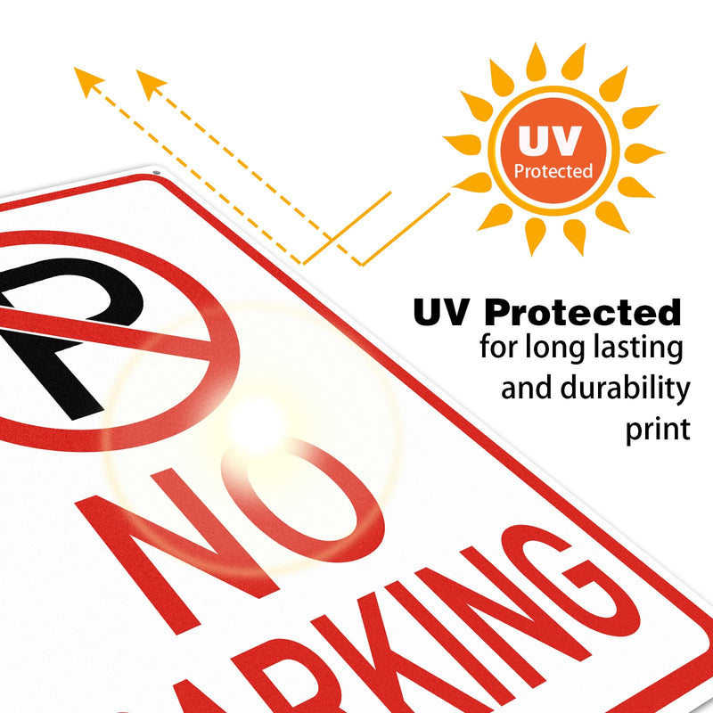 Amylove 6 Pcs No Parking Signs with Symbol, 14 x 10 Inches Reflective Rust Free Aluminum Sign, UV Protected, Weather Resistant, Waterproof, Durable Ink, Easy to Mount 14 x 10 Inch