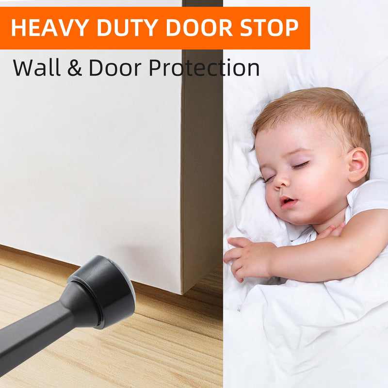 [Australia - AusPower] - HOME MASTER HARDWARE 12-Pack Heavy Duty Solid Rigid Door Stop - 3" Door Stopper with Matte Black Finish and Plastics Tip for Wall and Door Protection 12pack 