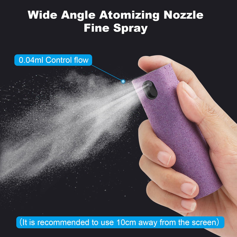 [Australia - AusPower] - 4 Pack Screen Cleaner,3-in-1 Touchscreen Mist Cleaner Spray and Microfiber Cloth,Built-in Cleaning Solution,Portable Reusable Fingerprint-Proof Spray Bottle for Phone/Laptop/iPad/TV/Monitor/Car Screen Gray + Pink + Blue + Purple 