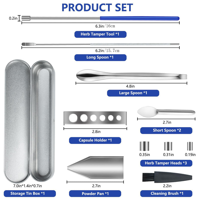 [Australia - AusPower] - Artcome 12 PCS Versatile Capsule Filling Tool Kit for Pill Filler - Lab Scoops, Powder Pan, Herb Tamper and Capsule Holder - Ideal Tools for Medication and Supplements - Capsule Sizes 000 00 0 1 2 3 