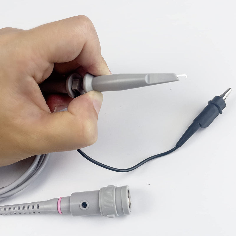 OWON 100 MHz Oscilloscope Probe Kit, BNC Oscilloscope Clamp Button Head Damping Can Be Adjusted with 1x or 10x Slide Switch for Oscilloscopes