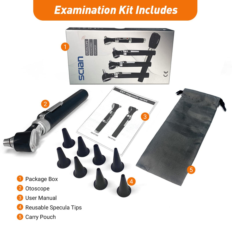 [Australia - AusPower] - Scian Otoscope - Ear Scope with Light, Ear Infection Detector, Pocket Ear Checker Kit with 3X Magnify lens & 8 Speculum Tips for Kids,Elders,Dogs,Home Use (Purple) Black 