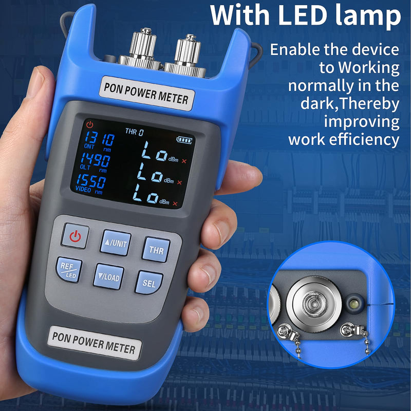 [Australia - AusPower] - Rechargeable Fiber Optic PON Optical Power Meter A-C330U SCUPC FCUPC Interface PON Network Tester 1310nm 1490nm 1550nm Fiber Optic Tester Handheld PON Optical Power Meter Testing Tool 
